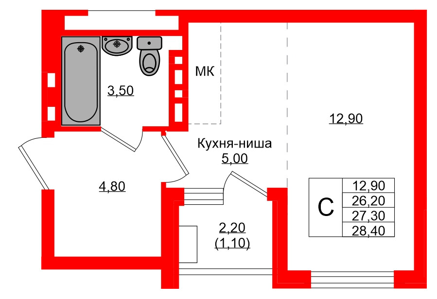 планировка Студия